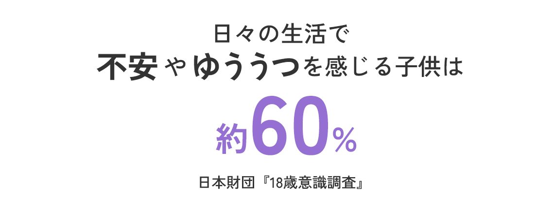 日々の生活で不安 や ゆううつを感じる子供は約60%／日本財団『18歳意識調査』